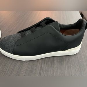 ZEGNA Black and grey slip on sneakers